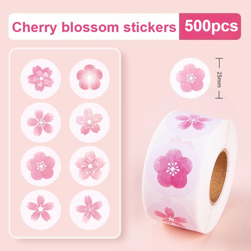 

500 шт./рулон Рулон наклеек «Розовая сакура» - Идеально для упаковки подарков, сувениров для вечеринок и благодарственных записок, Награждайте учеников one size fits all