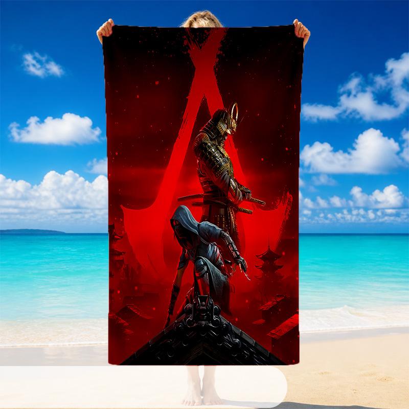 Quick Dry Beach Towel Assassins Creed Pattern, Lightweight Absorbent Towel for Pool Beach Vacation Use