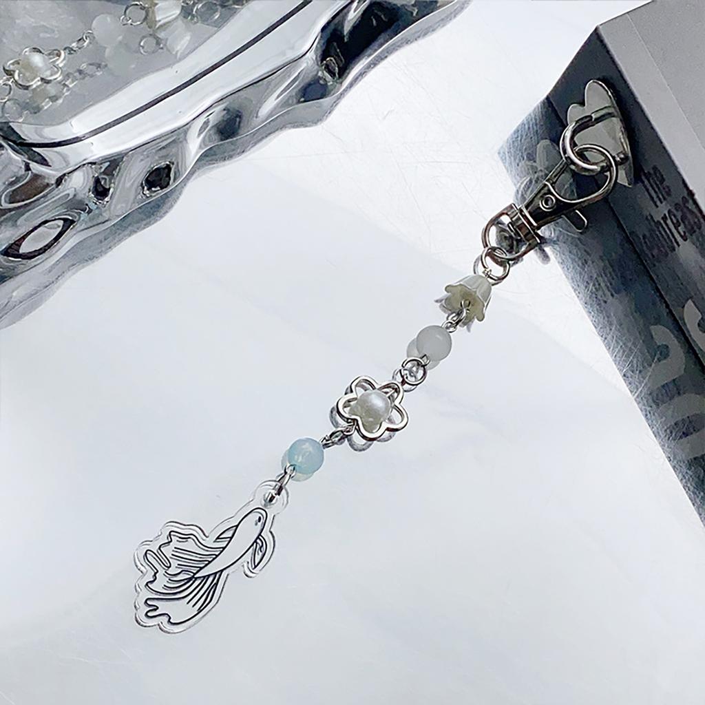 Fashionable Acrylics Fish Cross Bead Phone Charm Lanyard Multipurpose Keychain Pendant Pack of 2 for Trendy Women