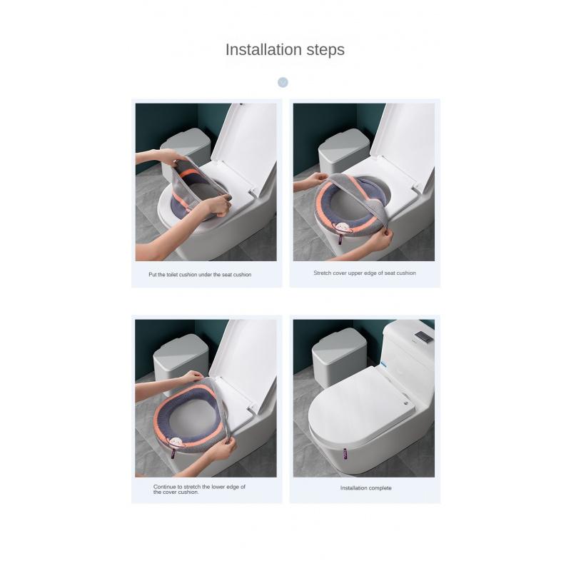 Home Thickened Toilet Seat Pad Four Seasons Universal Winter WC Seat Cover with Handle Washable Cartoon Toilet Mats Rim Cushion