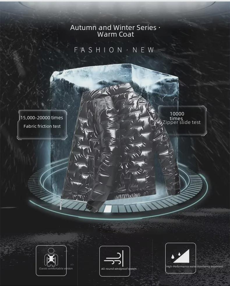 Men's Stand Collar Casual Cotton Jacket with Velvet Lining for Autumn and Winter