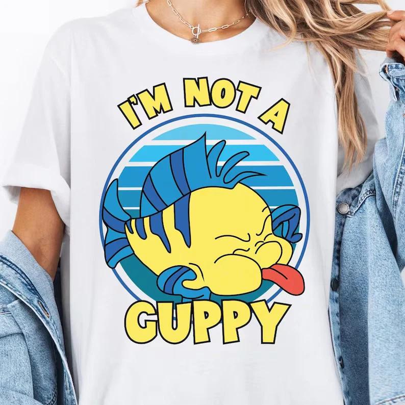 Little Mermaid Flounder Im Not A Guppy Shirt Funny Flounder Fish S