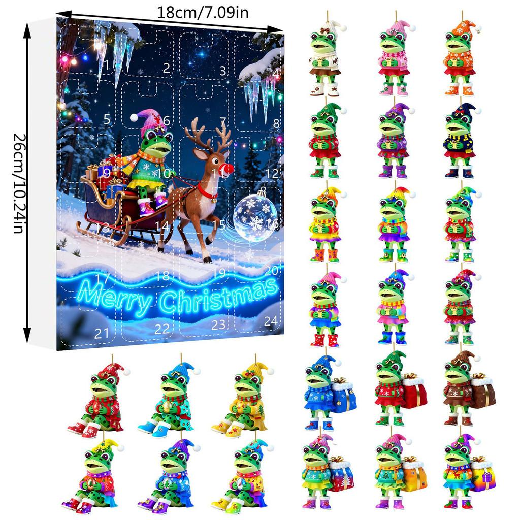 Christmas Countdown Calendar With Frog Acrylic Hanging Decorations For Holiday Room Decor