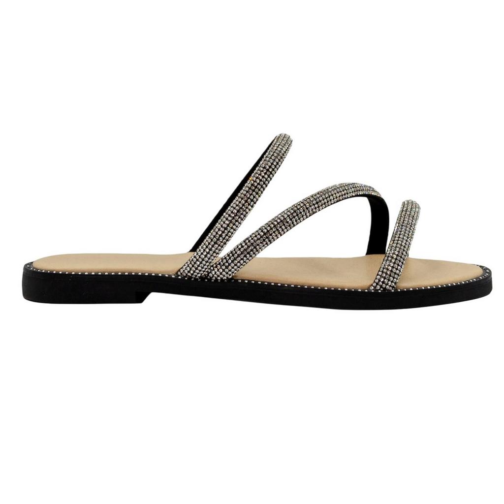 Where's That From Womens/Ladies Sparkling Strappy Flat Sandals