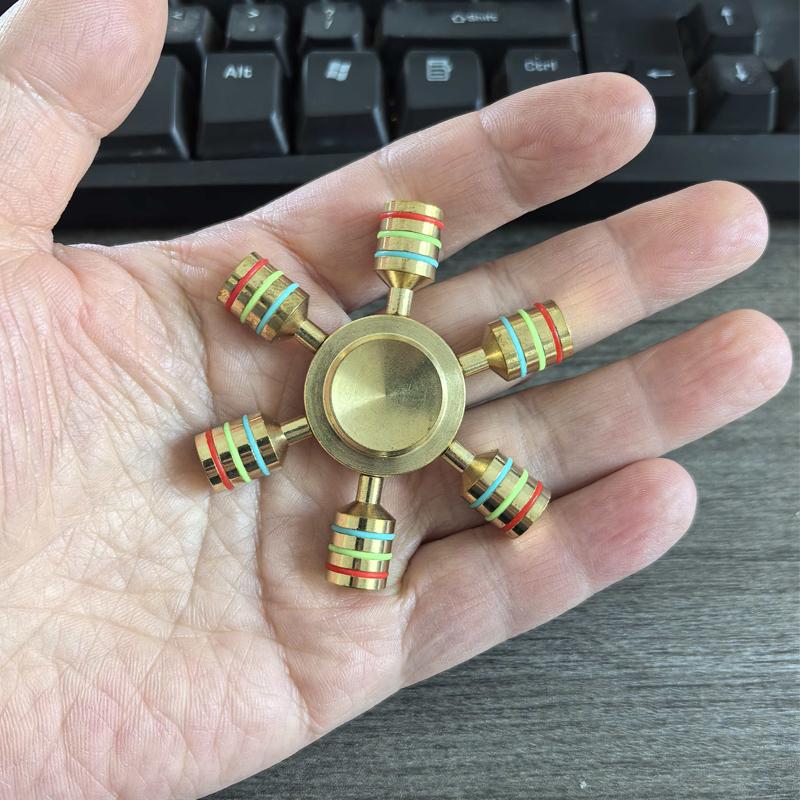 Novelty Six Arm Metal Fidget Spinner For Adults Teenage Boy Kids Anxiety Stress Relief Toys Adhd Christmas Birthday Gifts