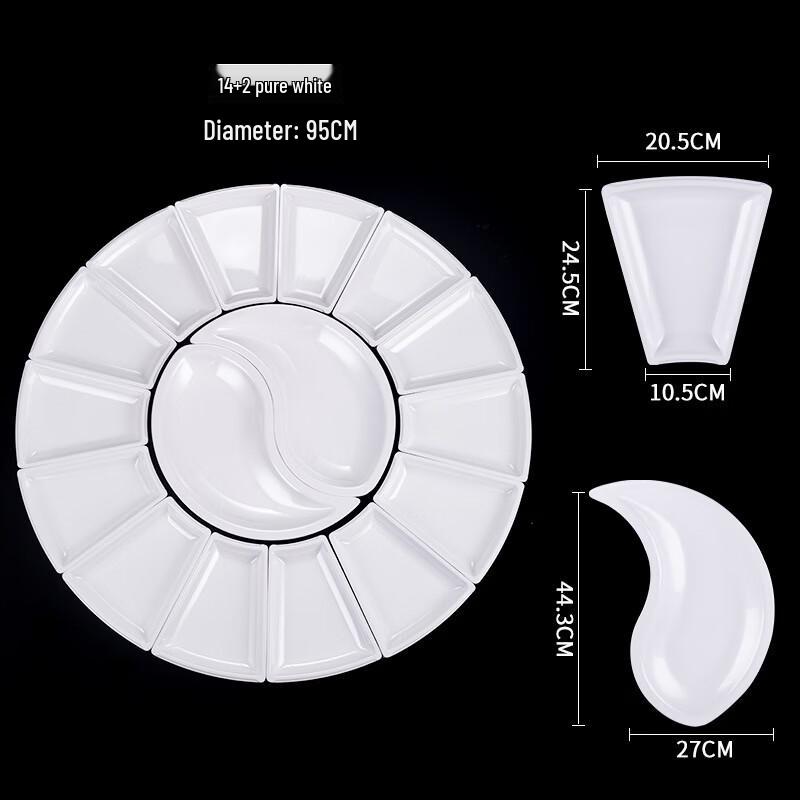 Handun 16-Piece White Melamine Banquet Serving Platter Set