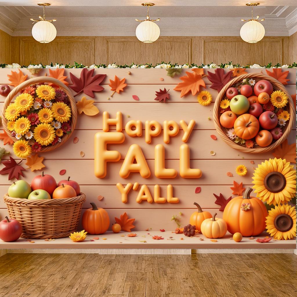 Harvest Banner Wooden Background Party Decoration Seasonal Banner Rustic Fall Decor For Autumn Festival Party Background