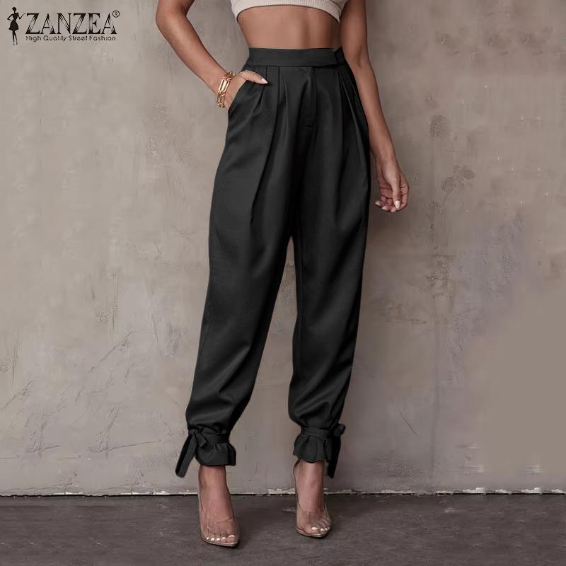 ZANZEA Womens Casual Solid Color Loose Cropped Pants