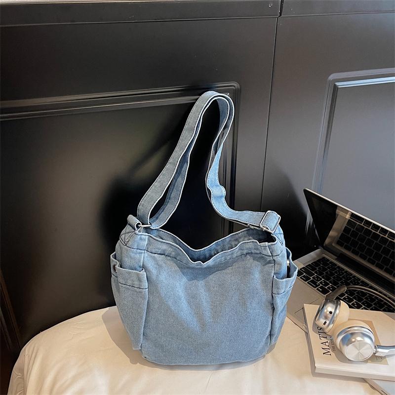 Denim-Umhängetasche mit großer Kapazität Damen Retro Pendler Umhängetasche