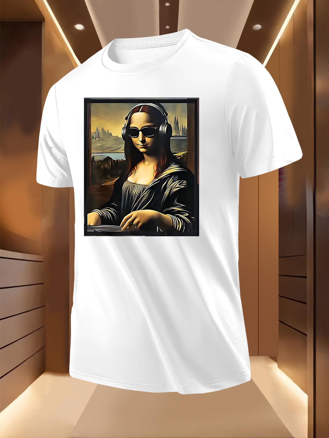 DJ Mona Lisa Print Tshirt - Breathable Lightweight Polyester XXL