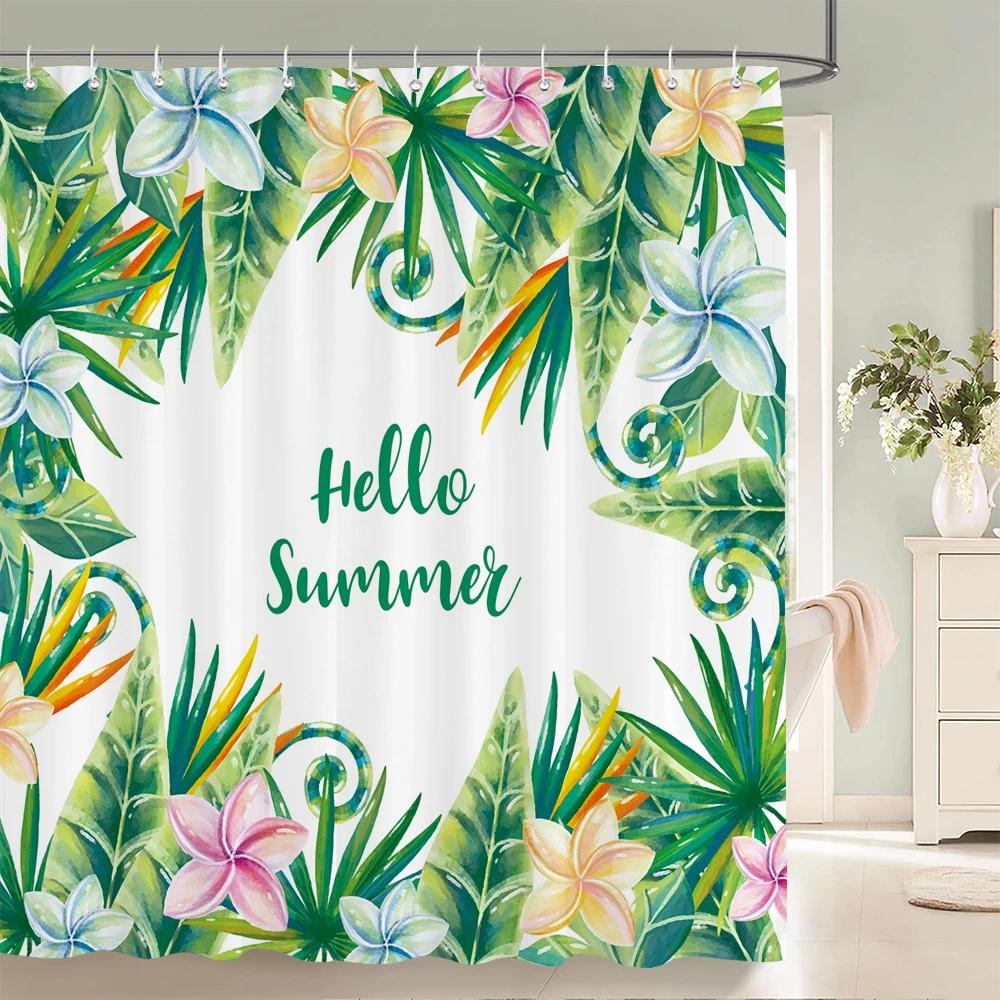 Tropical Green Plant Shower Curtain Leaves Printed washable bath curtain Waterproof Polyester Fabric bathroom Curtains