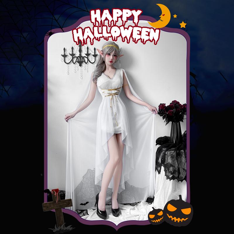 Greek Goddess Medieval Skirt Halloween Costume Elf Dress Cleopatra Athena Performance Costume