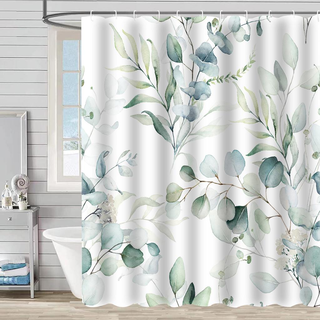 Shower Curtain Waterproof And Mildew-Proof 3D Digital Printing Plant Printing Shower Curtain Child Bathroom Partition Curtain