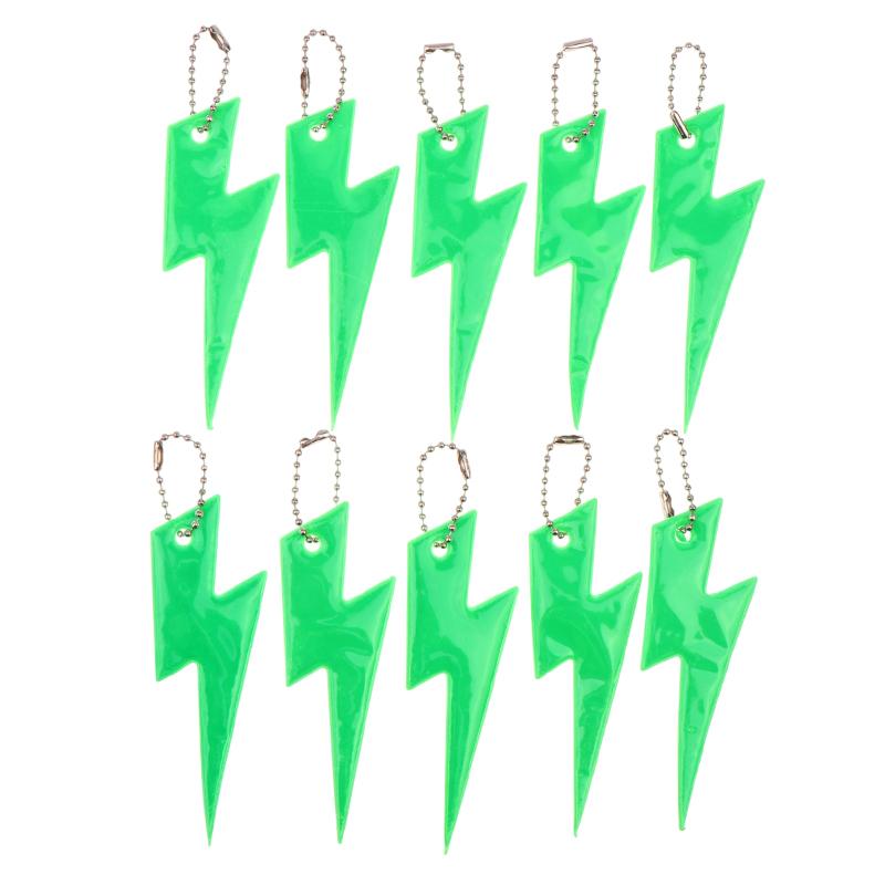 10Pcs Reflective Lightning Keychain High Brightness Reflective Night Keyring Portable Night Safety Key Chain Student Bag Pendant