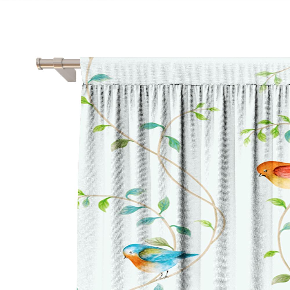 2PC Home Decoration Curtains, Peacock Feather With Rod Pocket Curtains, Kitchen, Coffee Shop, Living Room, Balcony, Garden