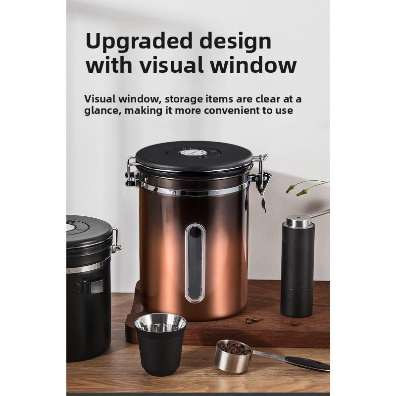Visible Coffee Bean Storage Container Coffee Powder Sealed Container Storage with One-way Exhaust Coffee Storage Tank Coffee Beans Storage