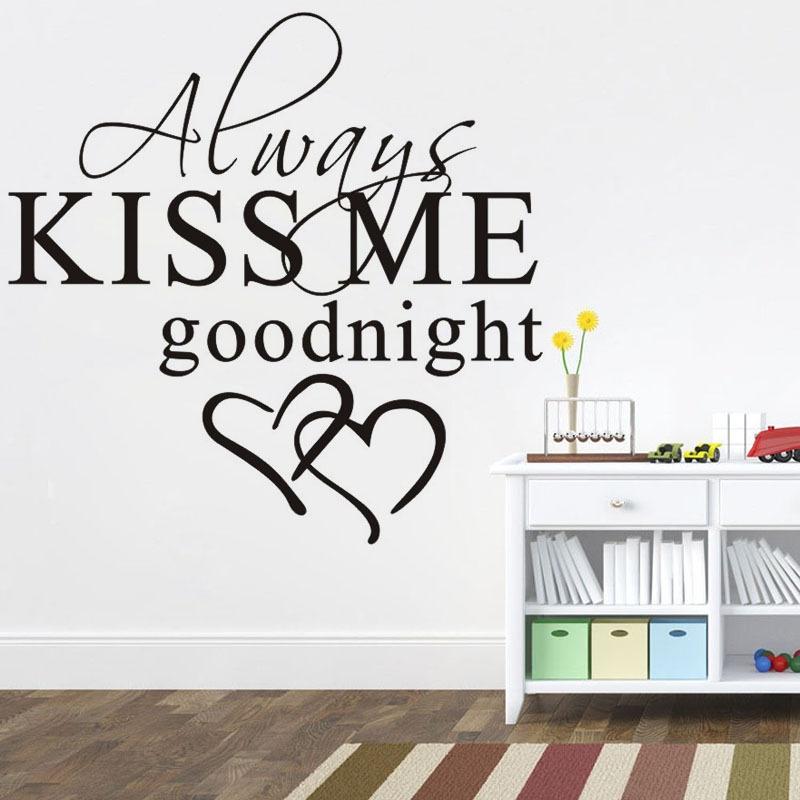 ALWAYS KISS ME GOODNIGHT LOVE" Wall Stickers Bedroom Removable Decals DIY