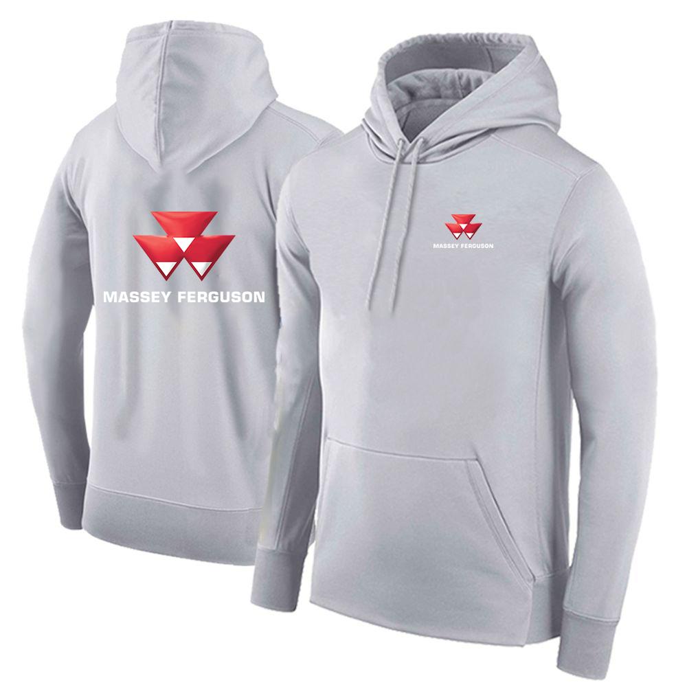 2025 Spring And Autumn Men's Massey Ferguson Logo Print Solid Color Pullover Hoodies High Street Fashion Windproof Hooded Coat