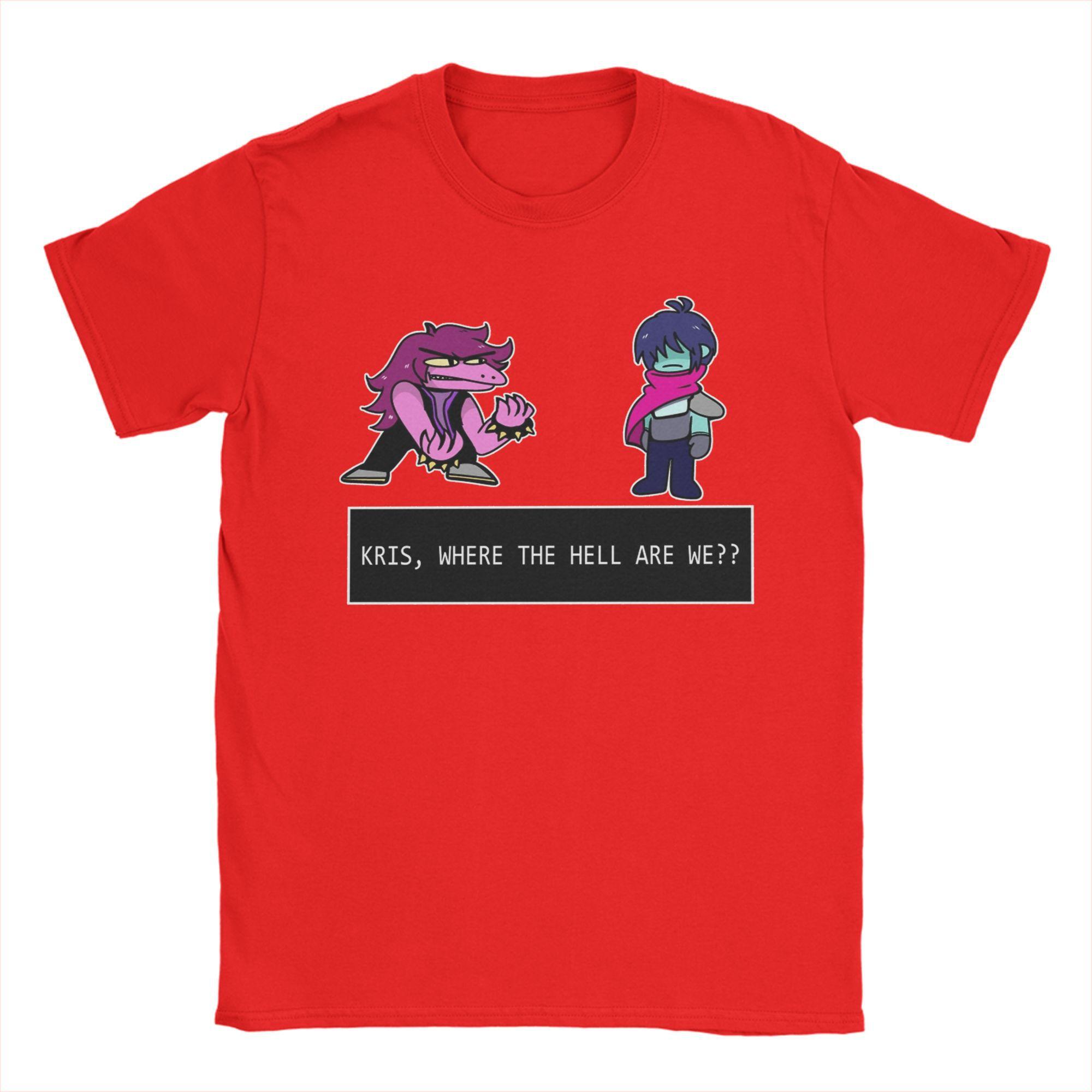 Унисекс Женская Футболка Deltarune KRIS WHERE ARE WE Хлопковая Футболка с Графическим Принтом Одежда Наряды S