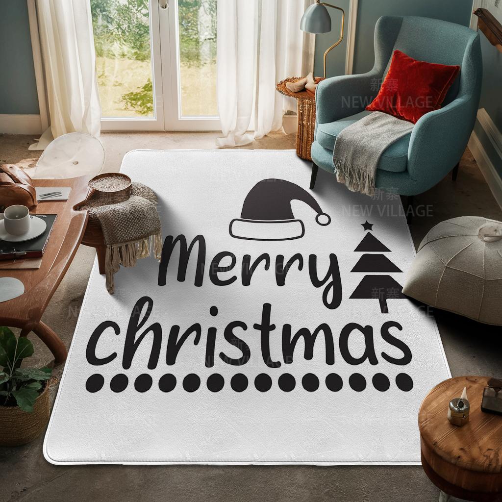 House Entrance Carpet Home Door Mat Living Room Bath Foot Bathroom Non-slip Water Absorption Rugs Bath Merry Christmas Winter