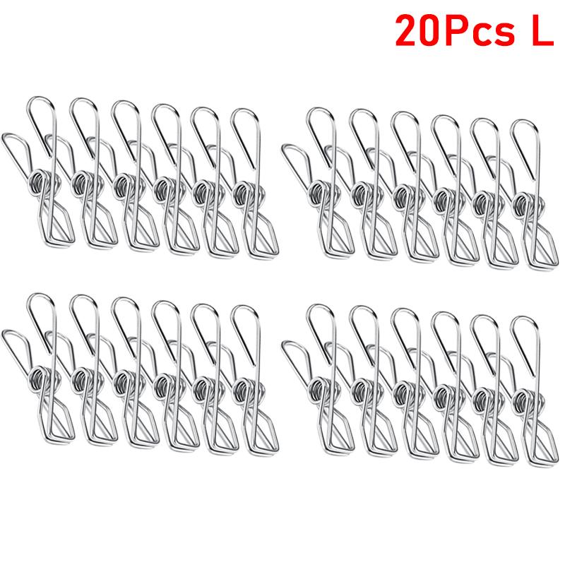 10/20/40Pcs Clothespin Clips 5cm 6cm Stainless Steel Clips Washing Bedspread Hang Metal Home Storage Tool Laundry Clothes Pins