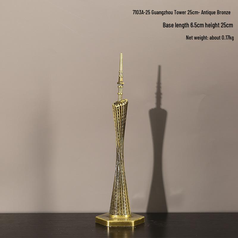 Envy Porcelain Oriental Pearl Tower Model: Shanghai Architectural Souvenir Figurine for Desktop Decoration.