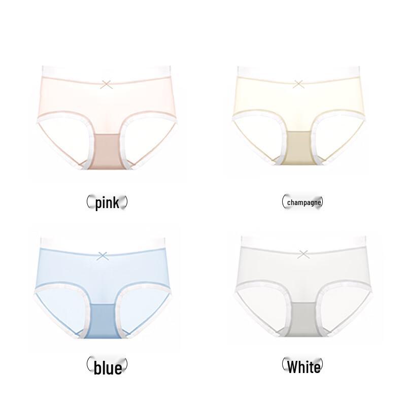 Women's Modal Ice Silk Seamless Lace Mid-Waist Briefs (4-Pack)