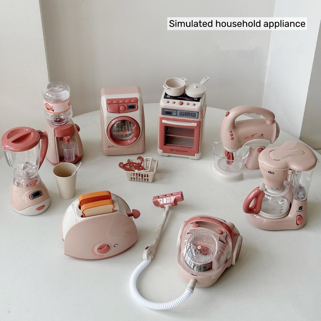 Kids Electric Toy Appliances Simulation Coffee Machine Juice Maker Washing Machine Oven Bread Maker Role Play Housekeeping Toy Multi Function Toy Set