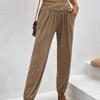 Solidne spodnie haremki z wysokim stanem damskie dorywczo luźne spodnie szerokie nogawki damskie 2023 modna kieszeń Chic w pasie wąskie spodnie 28431