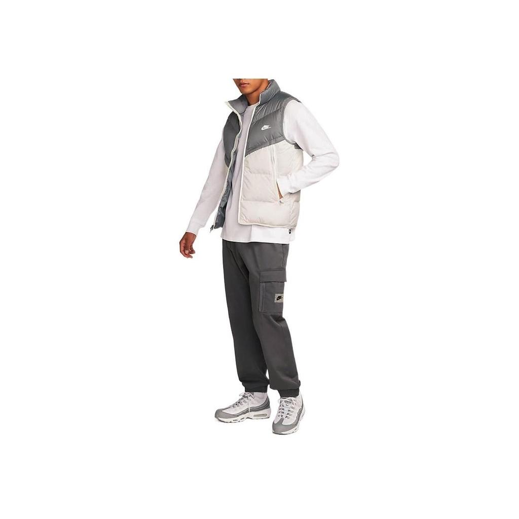 Nike Logo Print Casual Sports Stand Collar Down Zip Vest Men Outerwear Gray DV1136-084