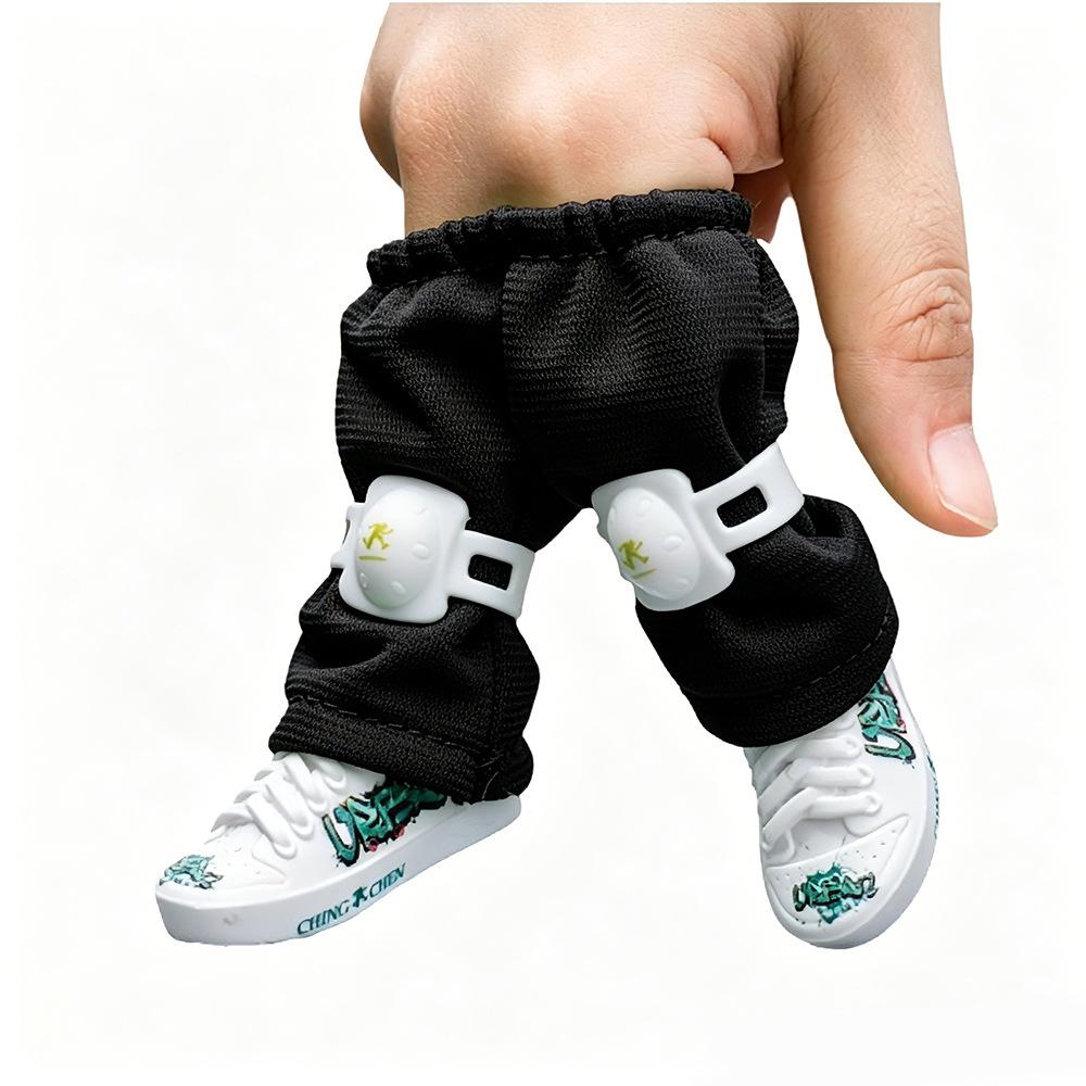 Mini Finger Skateboard Toy Set: Shoes, Knee Pads, Clothing & Blue Harem Pants