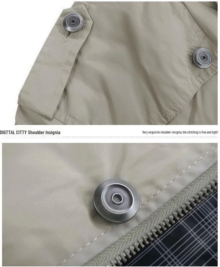 Giacca a vento da uomo taglie forti slim fit di media lunghezza 2026 - Trench casual in cotone per primavera/autunno
