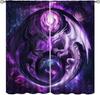 Dragon Curtains for Boys Mystery Fantasy Stars 3D Purple Yin Yang Black White Sky Wings Flying Dragon Window Drape Print for Kid