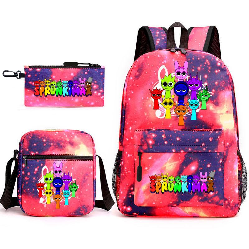 Anime Cartoon Backpack Sprunki Large Capacity Primary School Student Schoolbag Satchel Pencil Case