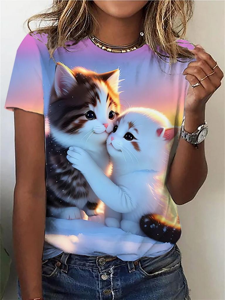 Cartoon Cat Toddler Girl Clothes 3D Print T-Shirts Children Top Summer Short Sleeve T-Shirts for Boys Tee Junior Girls' Clothing