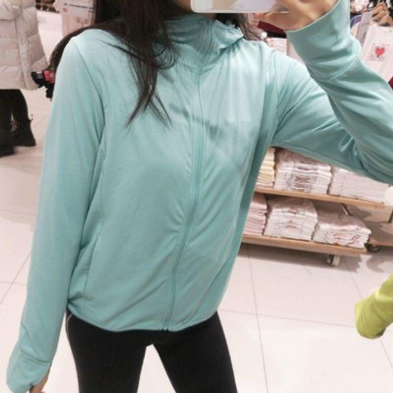 

Speed Dry Clothes Mesh Zipper Sun Protection Clothing Women s Coat Cardigan Emerald green M