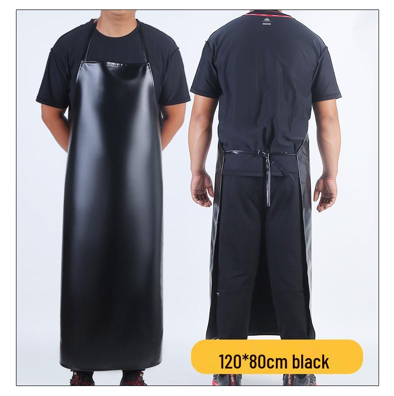 Wasserdichte & Ölbeständige PU-Lederschürze - Extra-Lang, Verdickt, Nackenaufhängung, Taillenbindung für Küche & Arbeitsschutz