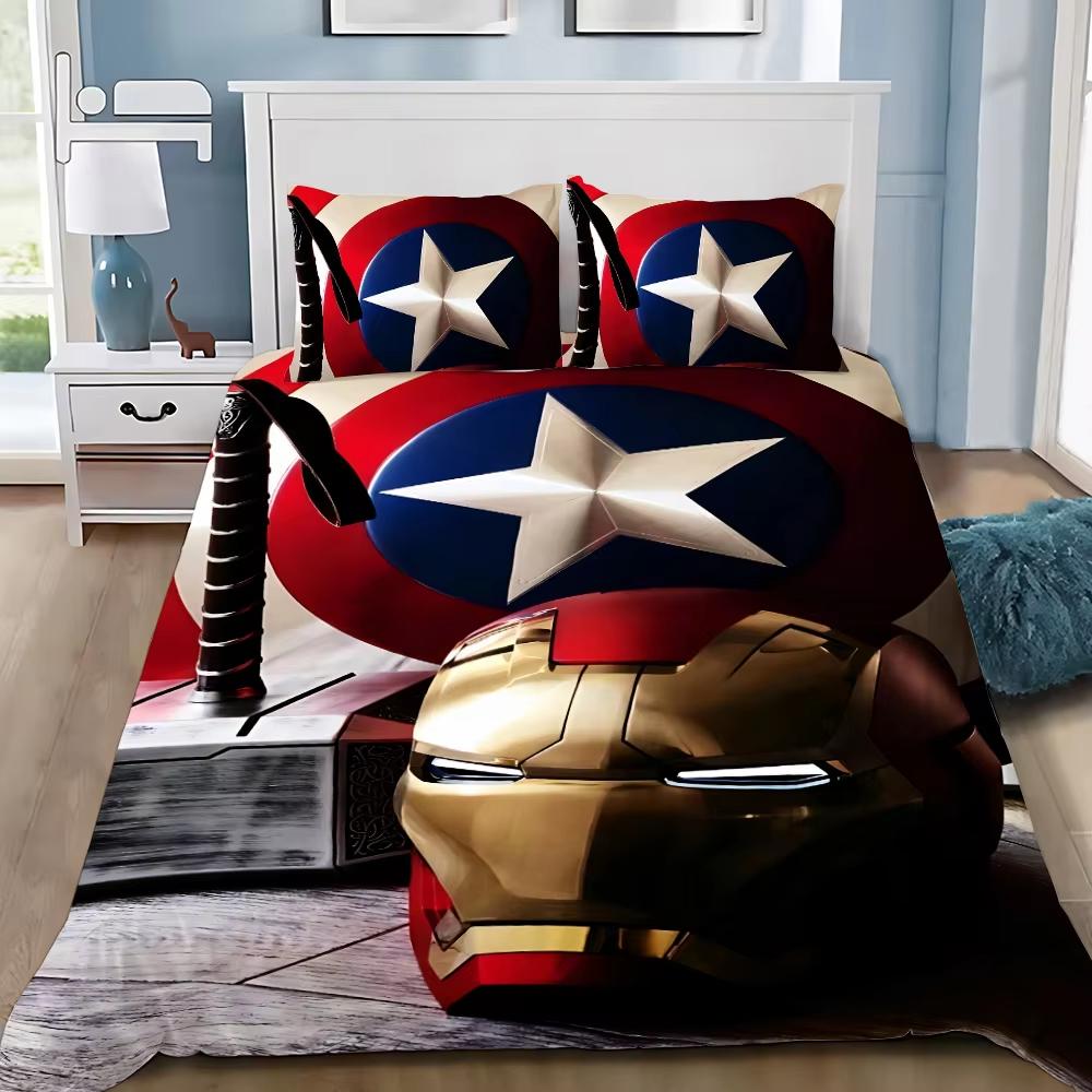 Heiße Captain America Bettwäsche-Set Kissenbezug Superhelden Bettwäsche-Set Erwachsene Junge Mädchen Schlafzimmer Dekoration Einzel Doppel Große Größe