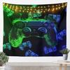 Flame Gaming Controller Tapestry, Black Background with Colorful Controller Pattern for Boys' Bedroom and Gamer Room Decor