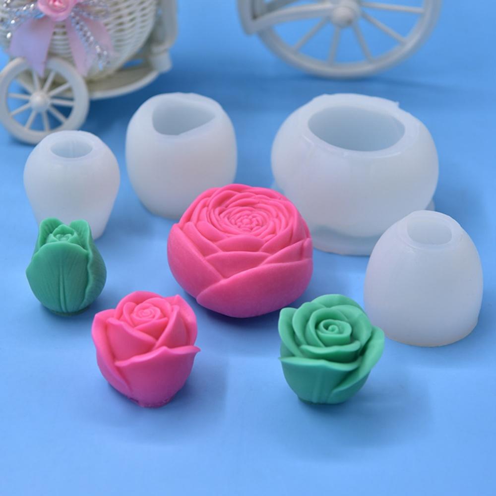 3D Rose Silicone Candle Mold DIY Cake Chocolate Baking Tool Suitable for Festival Gift Making Handicraft Decoration