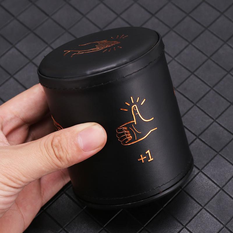 Premium Leather Sound-Dampening Dice Cup Set with Dice Tower & Pattern for Bars and Speakeasies