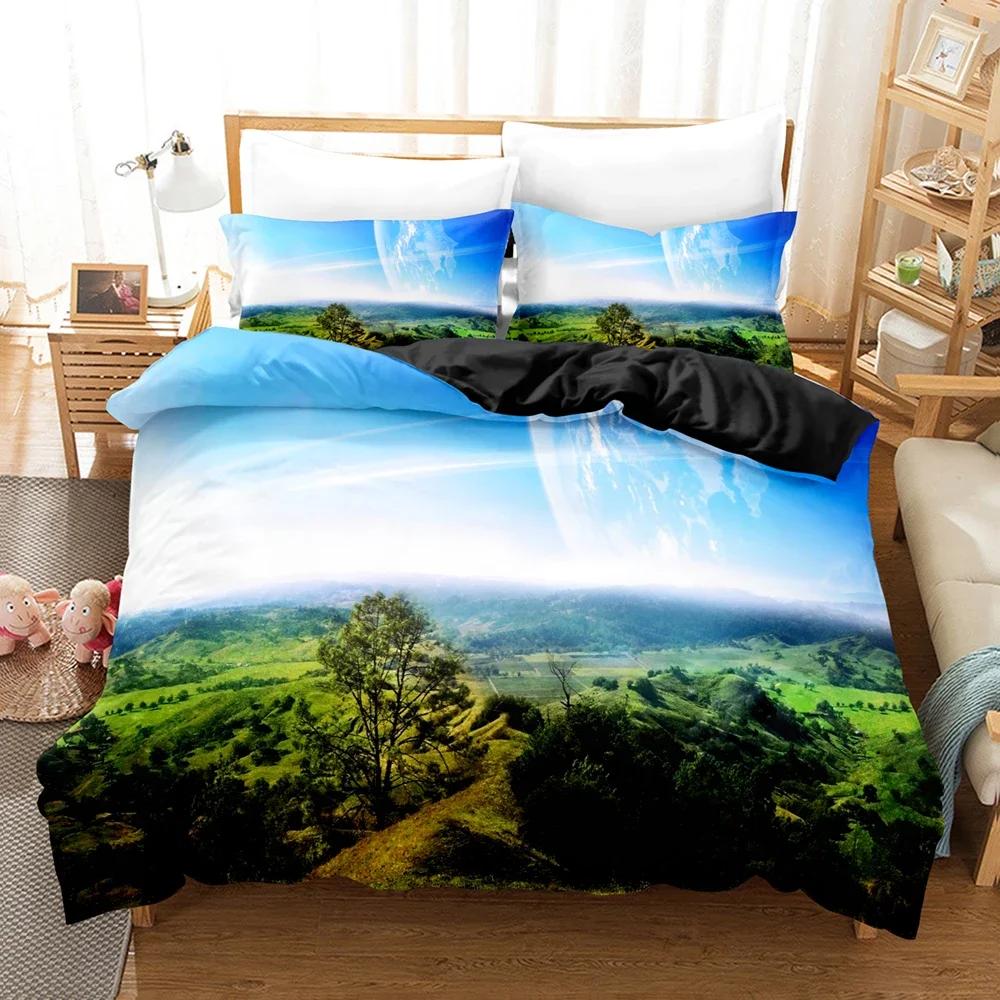 Bettwäsche 3D-Druck Sternengalaxie Bettbezug 2 Stück Kissenbezug Westeuropa 12 Größen Bettdecke Sets Schlafzimmer Bettdecken-Set Queen-Size