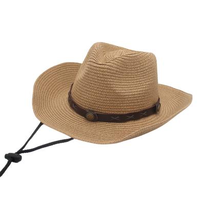 Spring And Summer Wax Rope Accessories Panama Straw Hat Western Cowboy Jazz Sunshade Sunscreen Warped Edge Bent Hat