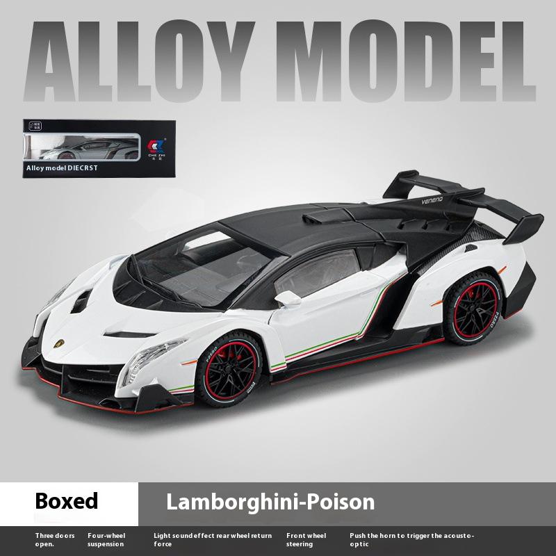 1/24 Scale Lamborghini Poison Veneno Car Alloy Car Diecast Metal Model Sound & Light Toy Computer Desktop Ornaments Children Toy Gift