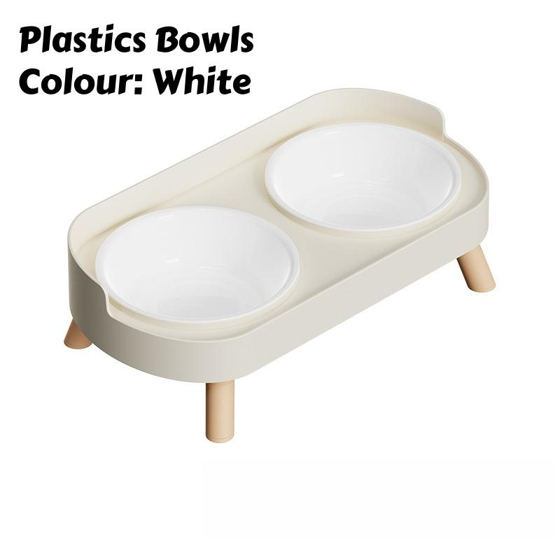 Elevated Cat Double Bowls Set: Height Leg for Neck Health & Whisker Relief - Stainless Steel Anti-Spill Dish with Non-Skid Base