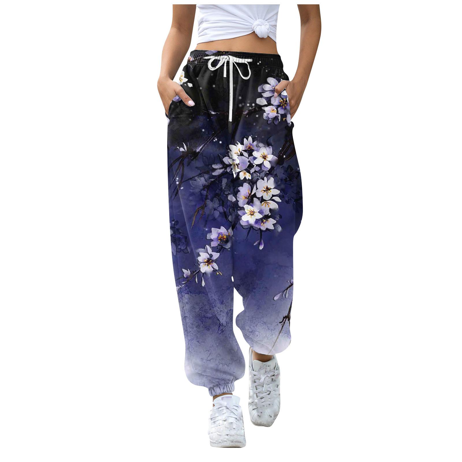 

Женские модные повседневные брюки с принтом и эластичным поясом на шнурке XL