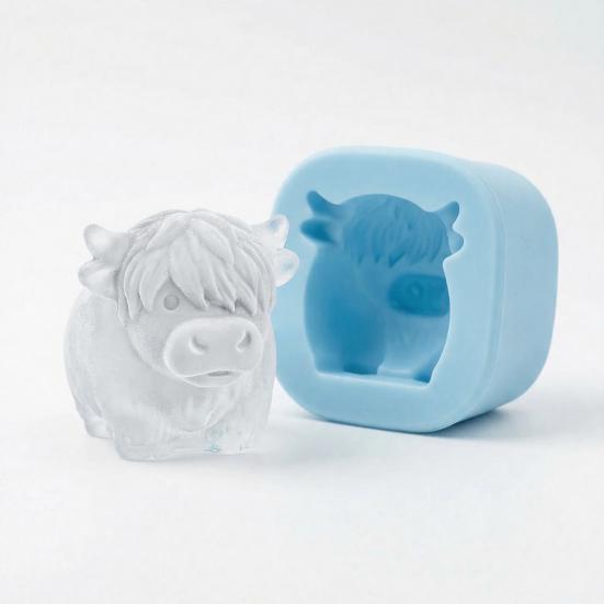 1/2Pcs Ice Cube Mold Mini Highland Cow Food Grade Silicone Reusable Ice Cube Tray Easy To Demold Ice Cube Maker Kitchen Tool