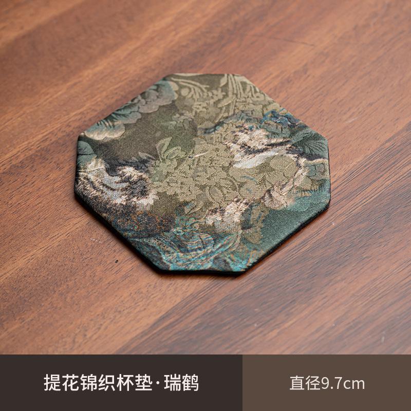 Chinese Brocade Teacup Holder Coaster Cloth Cotton Linen Pot Tea Mat Table Insulation Kung Fu Tea Ceremony Teaware Accessories