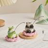 Wood Texture Amimal Fishing Figurine Resins Figure Toy Computer Monitors Decors Car Central Screen Decoration Ornament