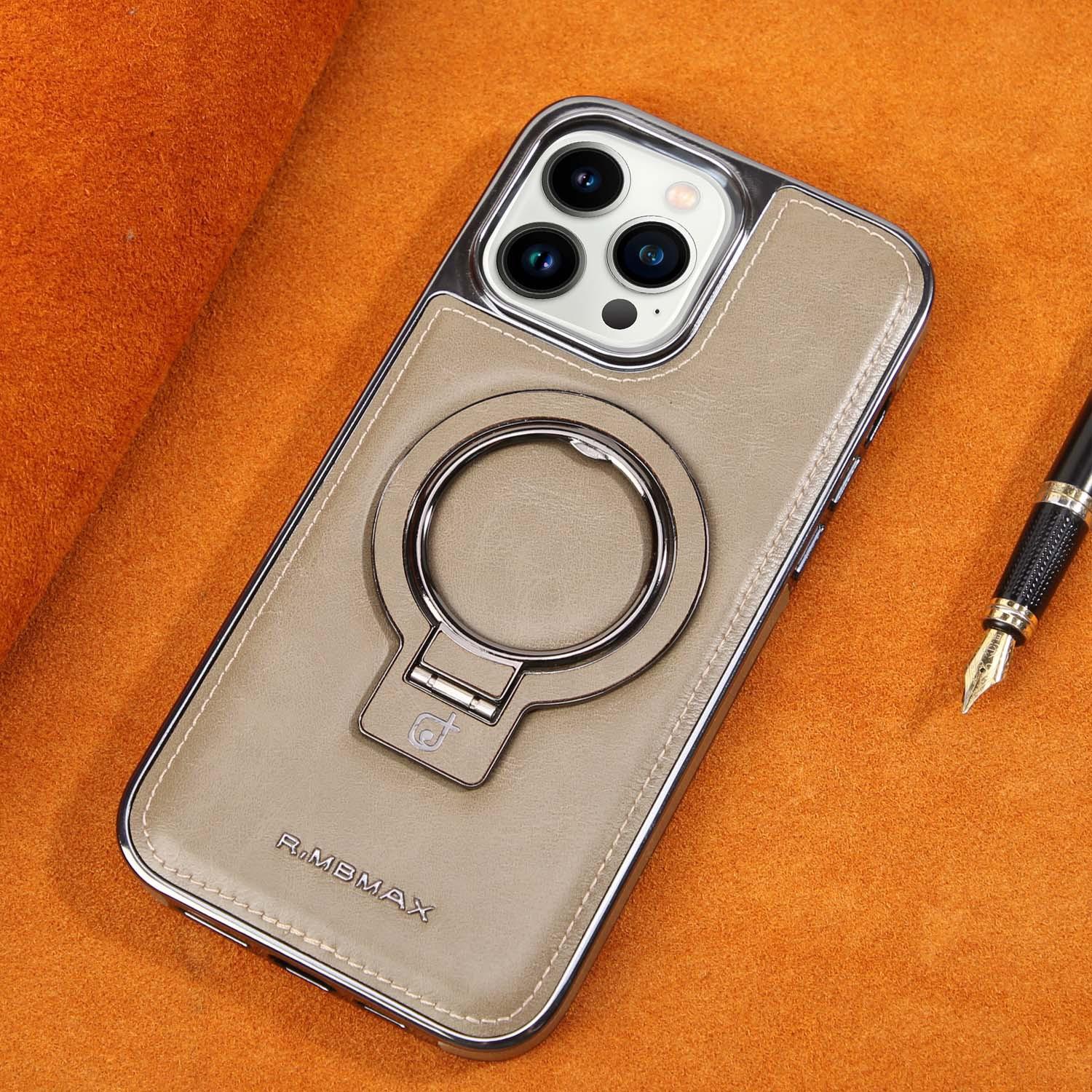 

Suitable For IPhone 14 Pro Electroplated Leather Case 13Max Ring Buckle Phone Case 12 Protective Cover 15 Sticker Leather Case